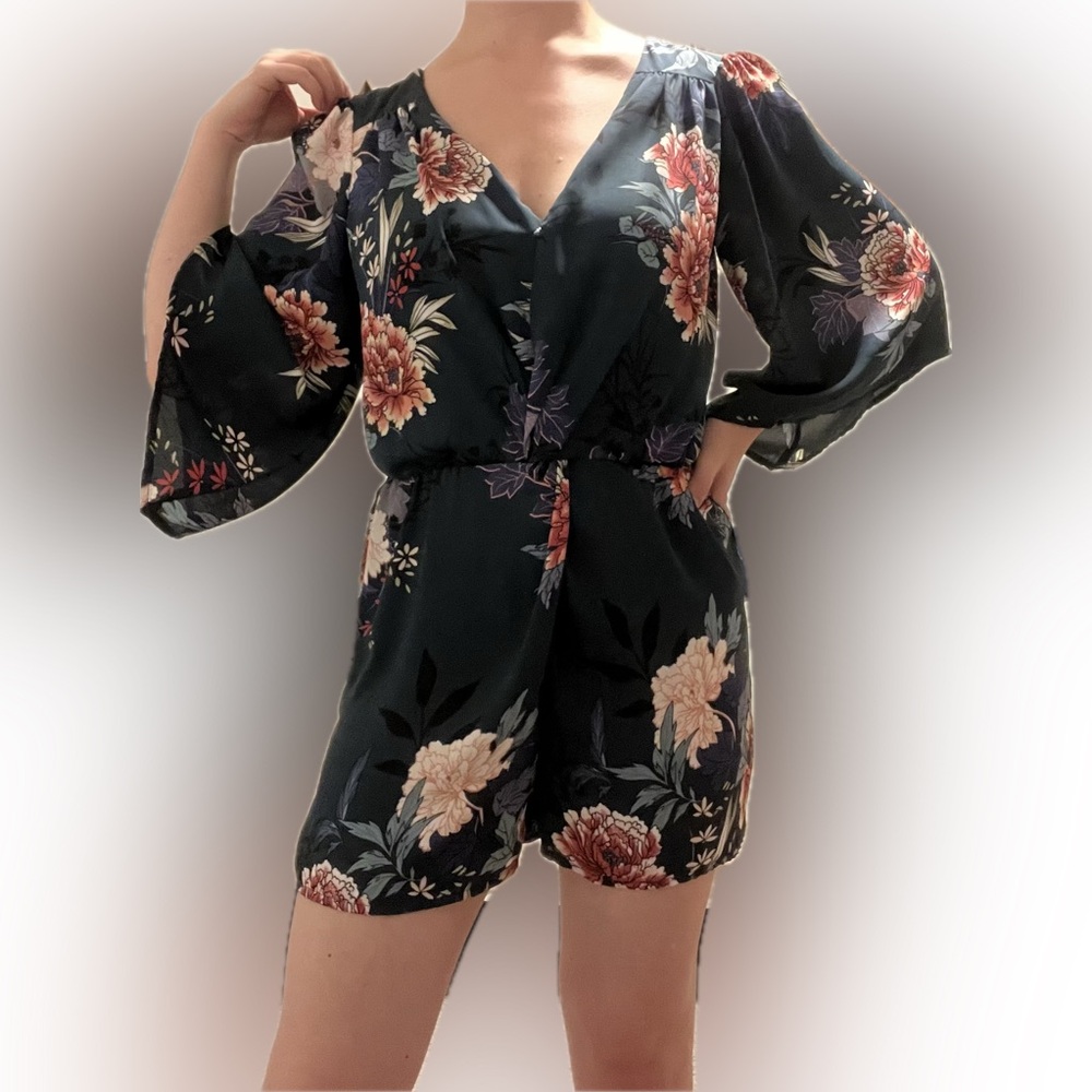 charlotte russe floral blue romper